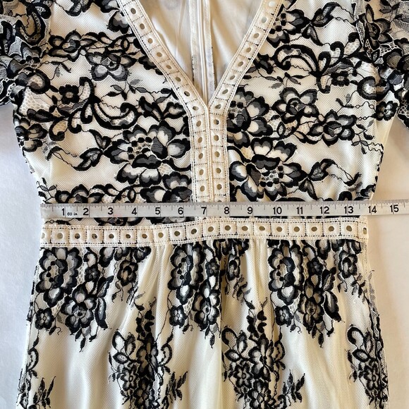 NWOT Peach Love California Lace Maxi Dress w Sheer Skirt in White & Black Size S - Picture 12 of 12